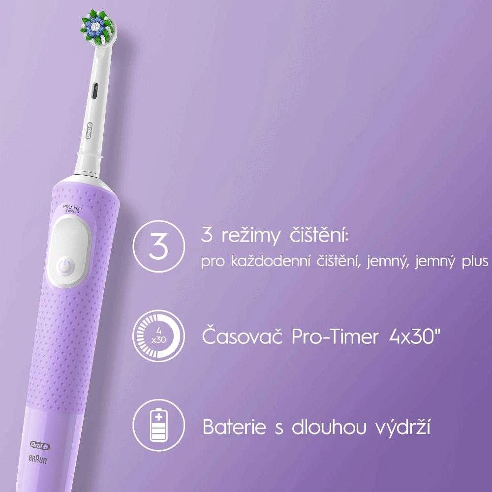 Braun Oral-B | Elektrinis dantų šepetėlis | D103 Vitality Pro | Įkraunamas | Suaugusiems | Šepetėlių skaičius galvutės įeina 1 | Number of teeth brushing modes 3 | Lilac Mist