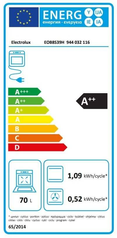 Juodos spalvos garinė orkaitė Electrolux EOB8S39H