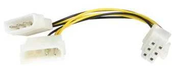 PremiumCord Molex x2 – PCIe 6 kontaktų, 0,15 m, Geltonas (kn-9)