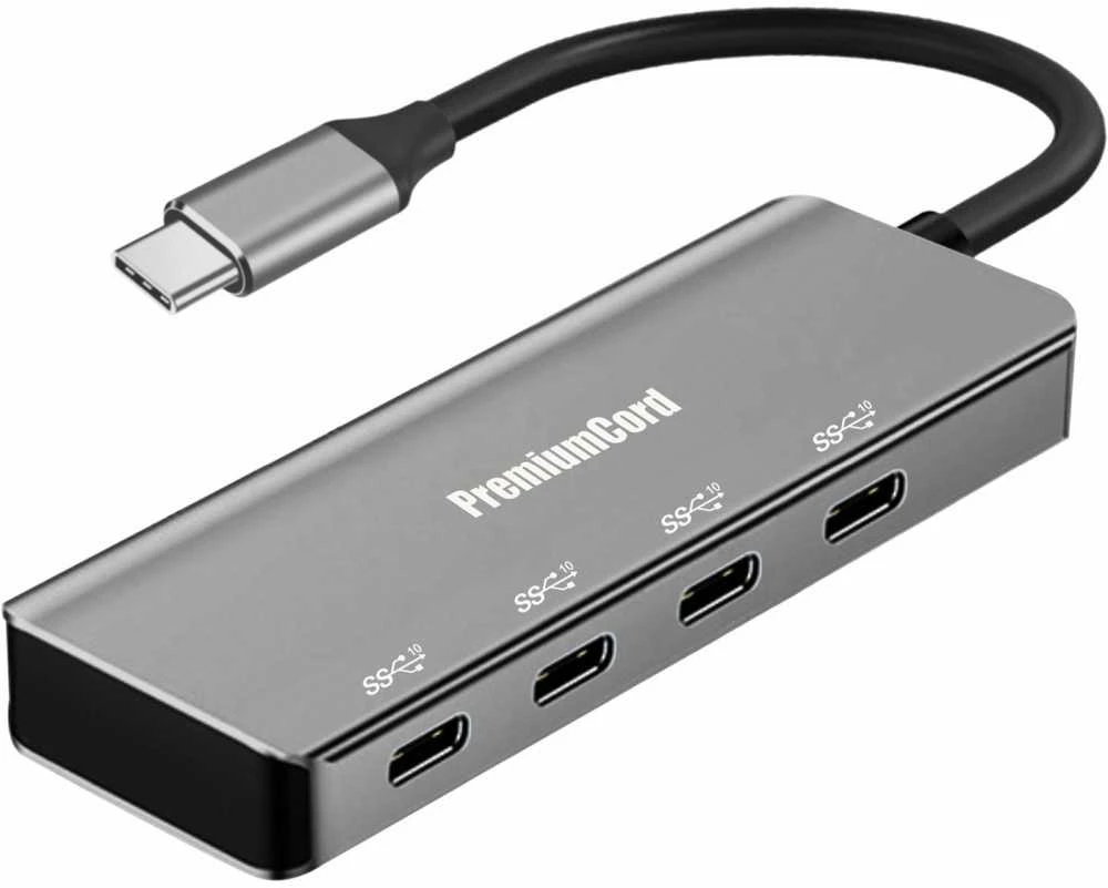 USB-C šakotuvas su keturiomis Type-C jungtimis