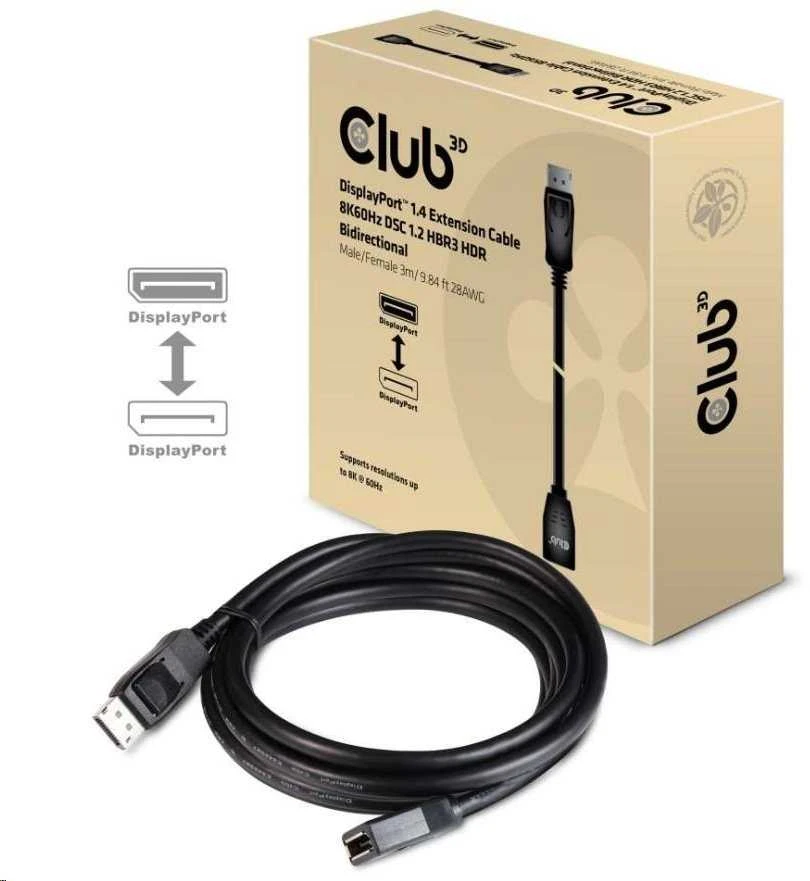 Club 3D CAC-1023 DISPLAYPORT 1.4 pratęsimo kabelis 8K60HZ DSC 1.2 HBR3 HDR DVIKRIENIS M/F 3m/9.84ft