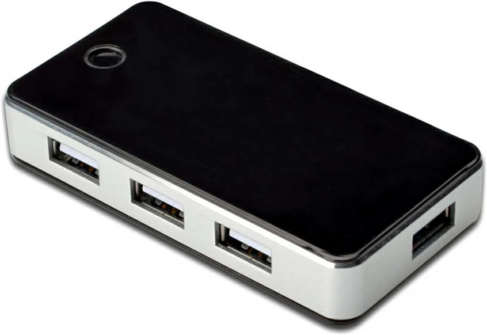 Assmann Electronic DIGITUS USB2.0 Hub 7 prievadų 7xUSB A/F 1xUSB mini su įsk. maitinimo 5V DC 3,5A ir USB laidas juodas