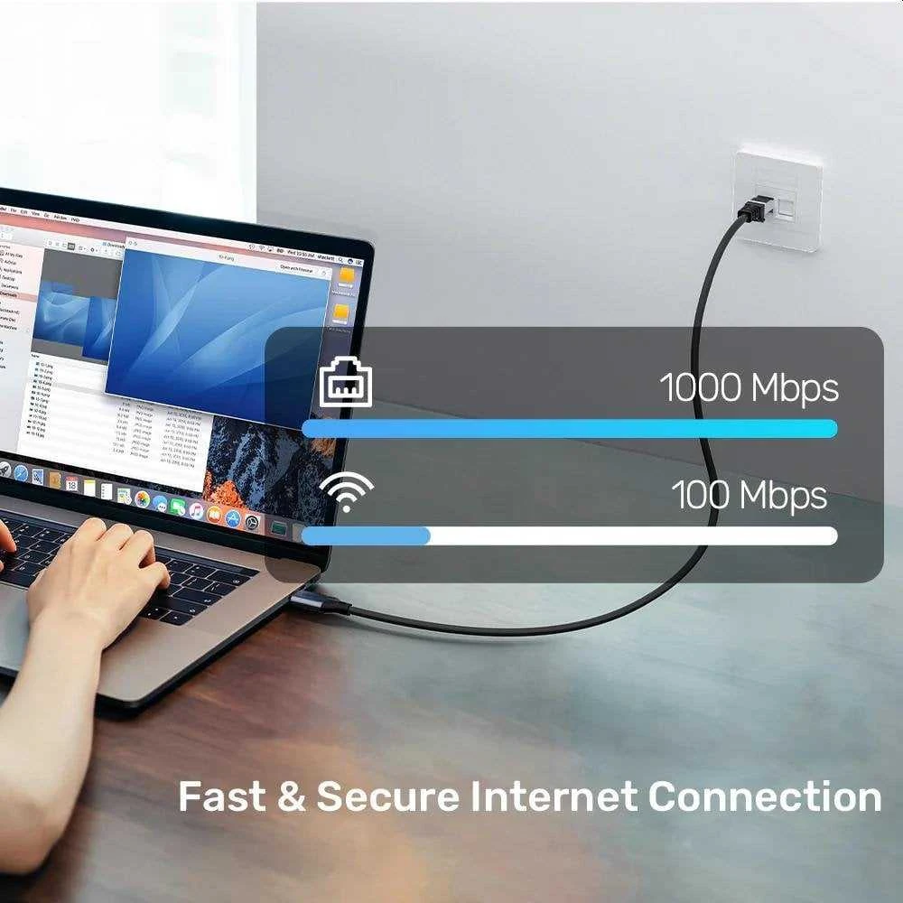 PremiumCord PremiumCord Ethernet kabelis USB-C ir LAN RJ45 10/100/1000, 2m