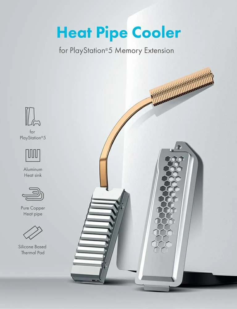 „Graugear M.2 NVMe SSD“ šilumos vamzdžių aušintuvas su dangteliu, skirtas „PlayStation 5“