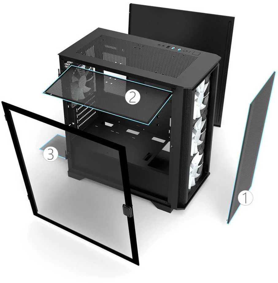 Montech AIR 100 ARGB, Micro-ATX, Tempered Glass – juodos spalvos