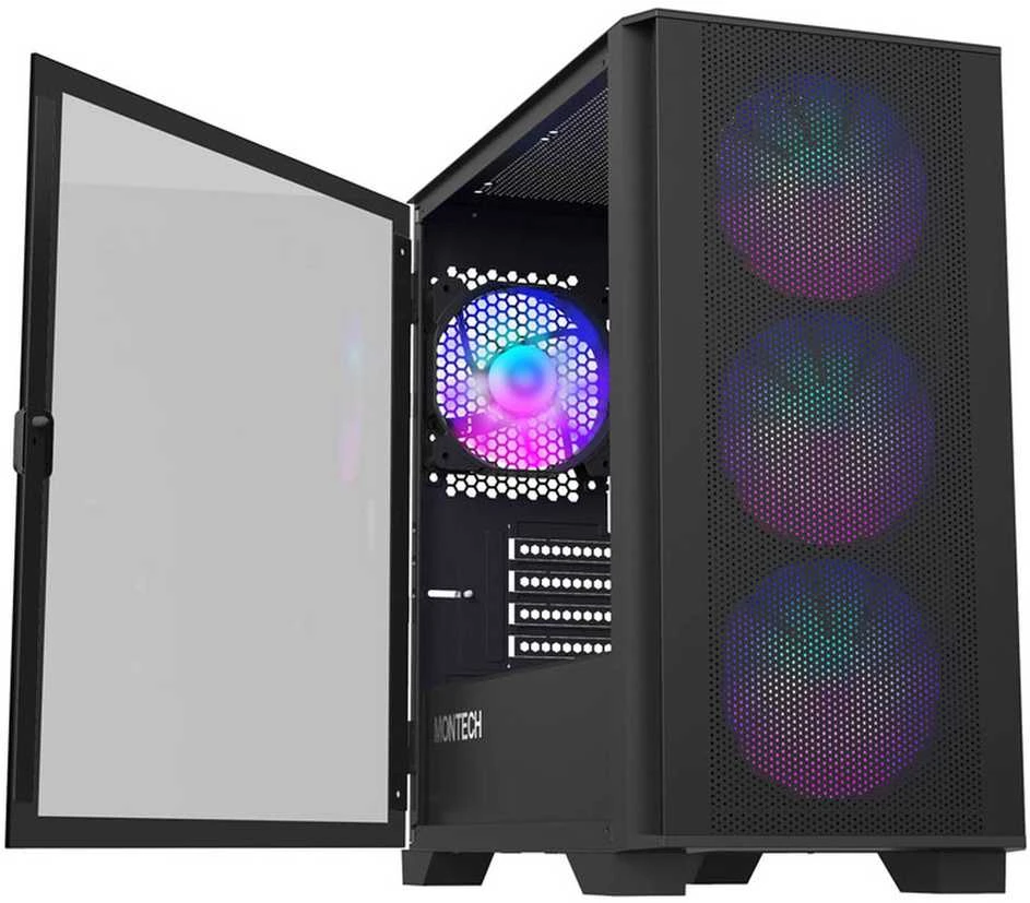 Montech AIR 100 ARGB, Micro-ATX, Tempered Glass – juodos spalvos