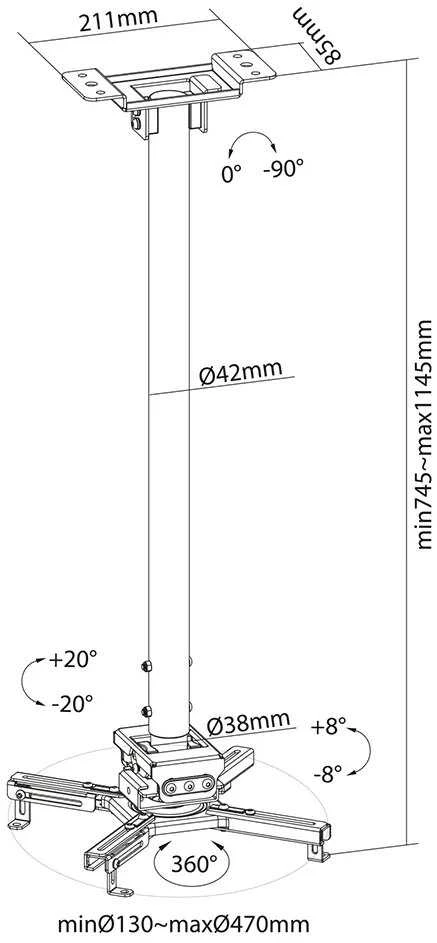 Neomounts NEWSTAR PROJEKTORIAUS LUBŲ MONTAVIMO PRIEMONĖS (REGULIUOJAMAS AUKŠTIS: 74-114 CM)