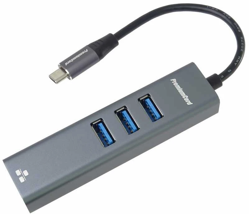 PREMIUMCORD USB-C adapteris su Gigabit 10/100/1000Mbps + 3x USB3.0 jungtis