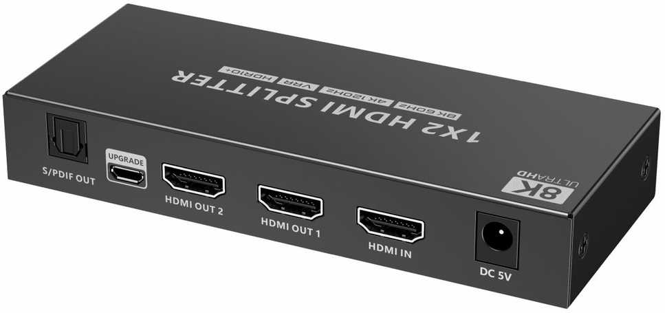 PremiumCord HDMI 2.1 skirstytuvas 1-2 jungtys, 8K@60hz, 4K@120Hz, 1080p, HDR+
