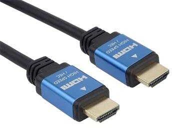 HDMI kabelio jungtys su mėlynais antgaliais