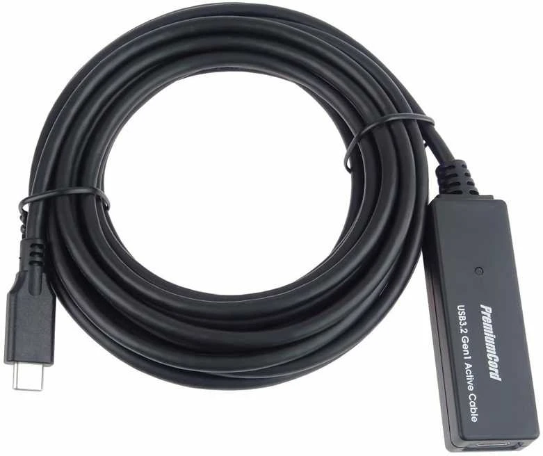 PREMIUMCORD USB-C kartotuvas ir ilgintuvas vyriškas-moteris, 5Gbps 5m