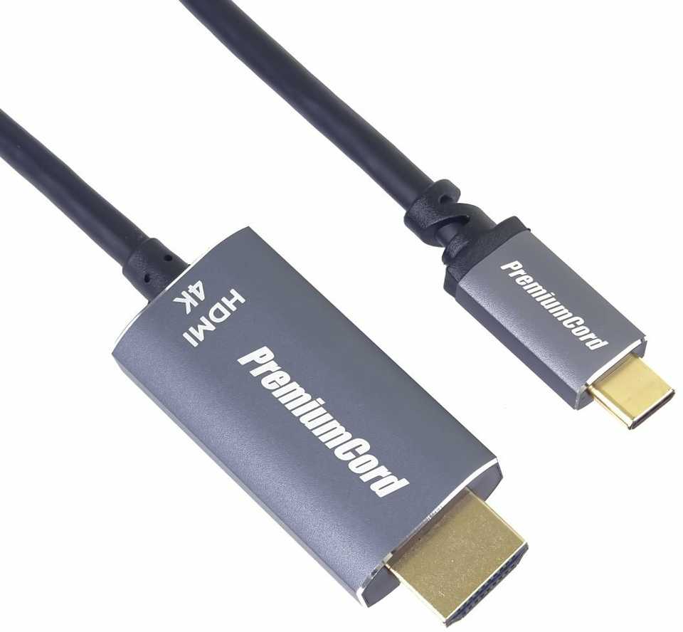 Kabelis USB PremiumCord USB-C HDMI, 1.8m, Juodas (ku31hdmi03)