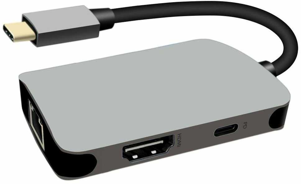 Premiumcord USB-C to HDMI + RJ45 + PD adapter, aluminum case