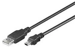Kabelis USB PremiumCord USB-A - miniUSB 5 m Juodas (ku2m5a)