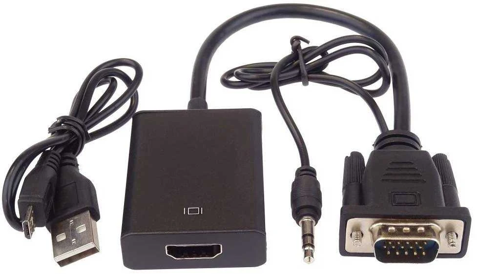 Adapteris AV PremiumCord HDMI - D-Sub (VGA) + 3,5 mm juodas lizdas