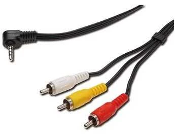 PremiumCord 3,5 mm - 3x RCA kabelis su kampine jungtimi