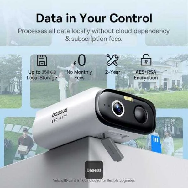 „Baseus Security S1 Lite 2K“ lauko kamera – Baltos
