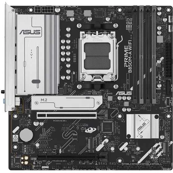 Pagrindinė plokštė Asus PRIME B850M-A WIFI | Procesorių šeima AMD | Procesoriaus lizdas AM5 | DDR5 | Palaikomos kietojo disko sąsajos SATA, M.2 | SATA jungčių skaičius 4