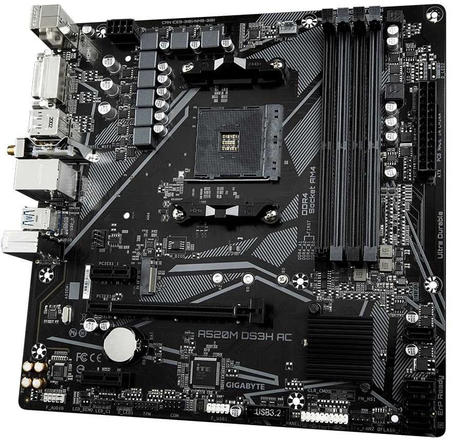 Pagrindinė plokštė GIGABYTE A520M DS3H AC AM4 1xHDMI 1xDP