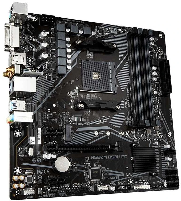 Pagrindinė plokštė GIGABYTE A520M DS3H AC AM4 1xHDMI 1xDP