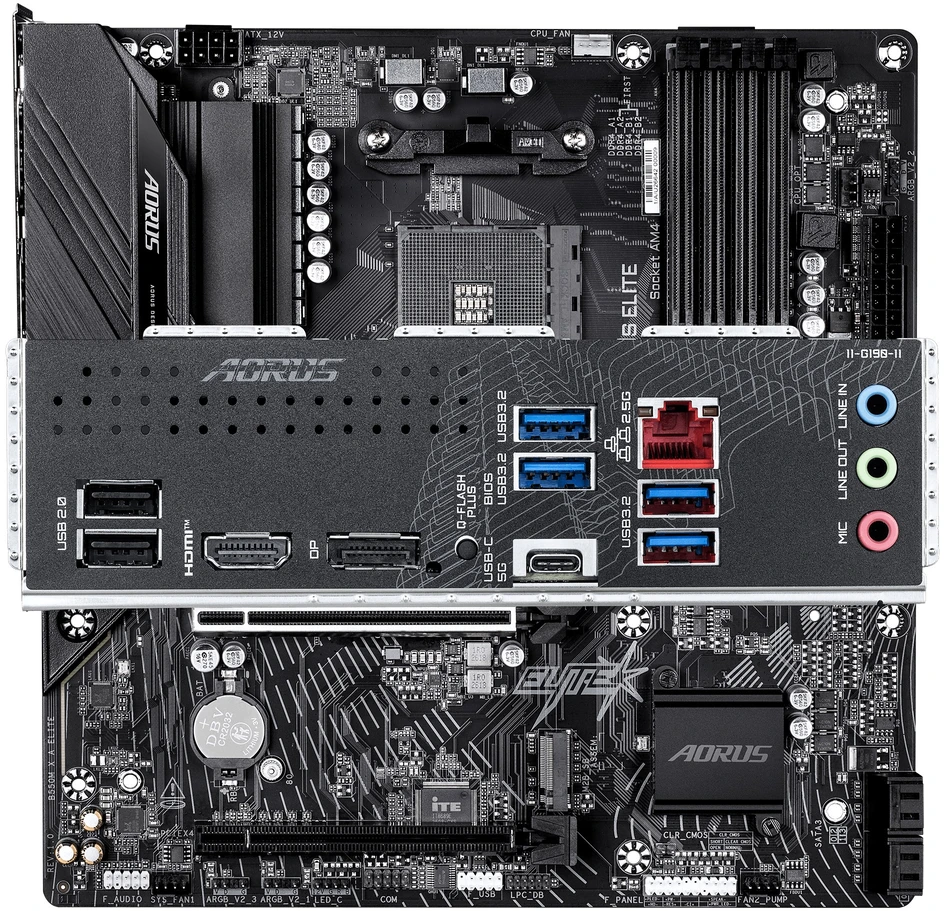GIGABYTE B550M X AORUS ELITE pagrindinė plokštė, AMD, lizdas AM4, AMD Ryzen 5000 serija, AMD Ryzen 4000 serija, AMD Ryzen 3000 serija, lizdas AM4, DDR4-SDRAM, 128 GB