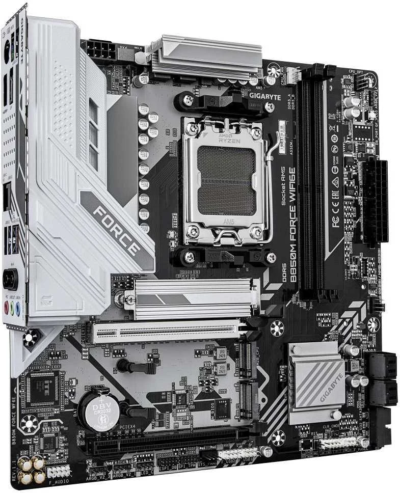 Pagrindinė plokštė „Gigabyte B850M FORCE WIFI6E“ (1.0 rev.) | Procesorių šeima AMD | Procesoriaus lizdas AM5 | DDR5 | Palaikomos kietojo disko sąsajos SATA, M.2 | SATA jungčių skaičius 4