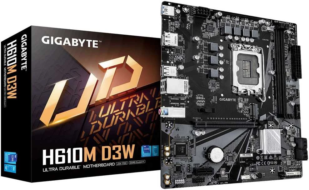 Pagrindinė plokštė Gigabyte H610M D3W (H610,S1700,mATX,DDR5