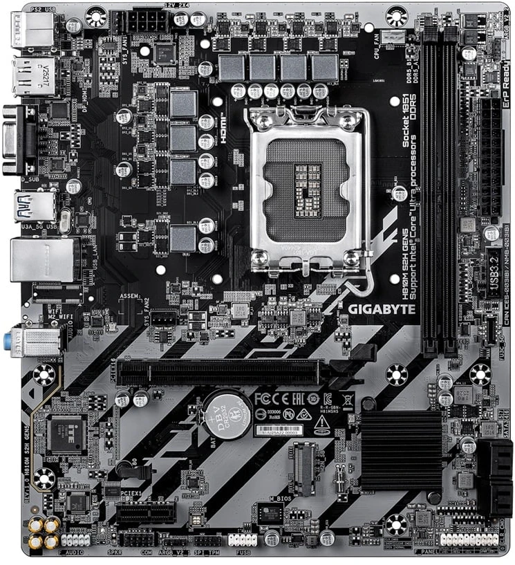Pagrindinė plokštė „Gigabyte H810M S2H GEN5“ | Procesorių šeima „Intel“ | Procesoriaus lizdas LGA1851 | DDR5 | Palaikomos standžiojo disko sąsajos SATA, M.2 | SATA jungčių skaičius: 4