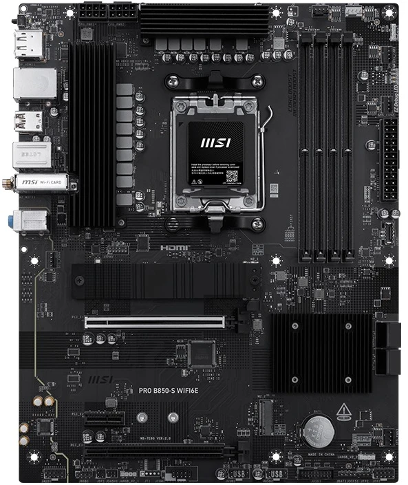 Pagrindinė plokštė PRO B850-S WIFI6E | MSI procesorių šeima AMD | Procesoriaus lizdas AM5 | DDR5 | Palaikomos standžiojo disko sąsajos SATA, M.2