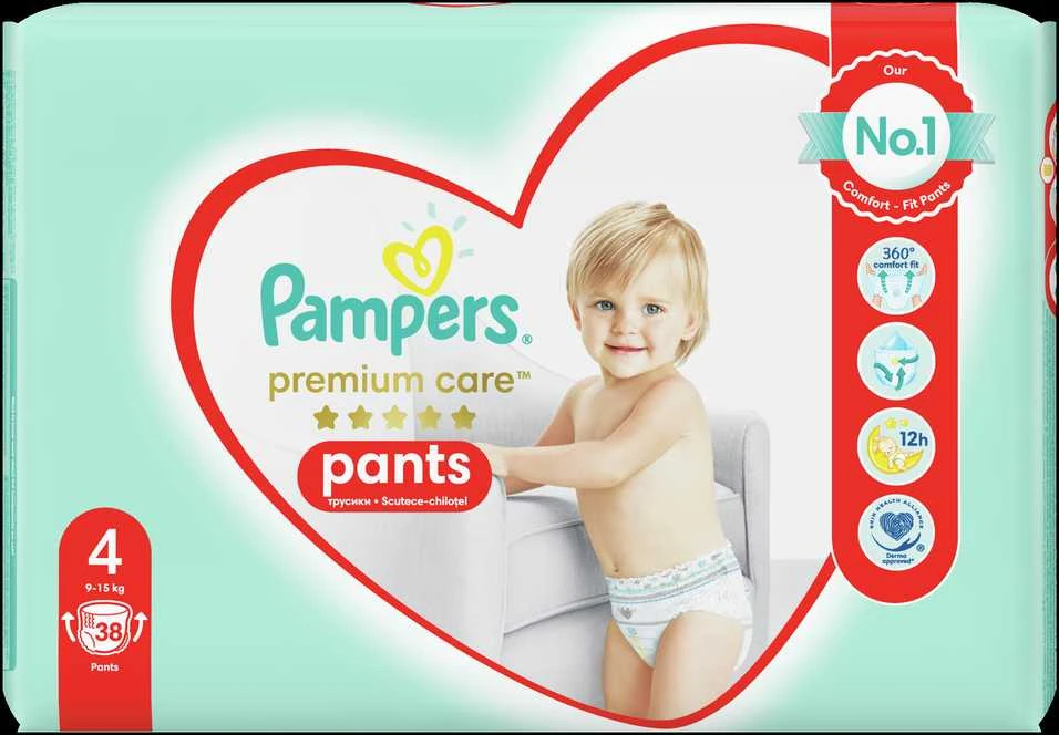 Sauskelnės-Kelnaitės PAMPERS Premium Pants, Value Pack,4 dydis, 38 vnt.