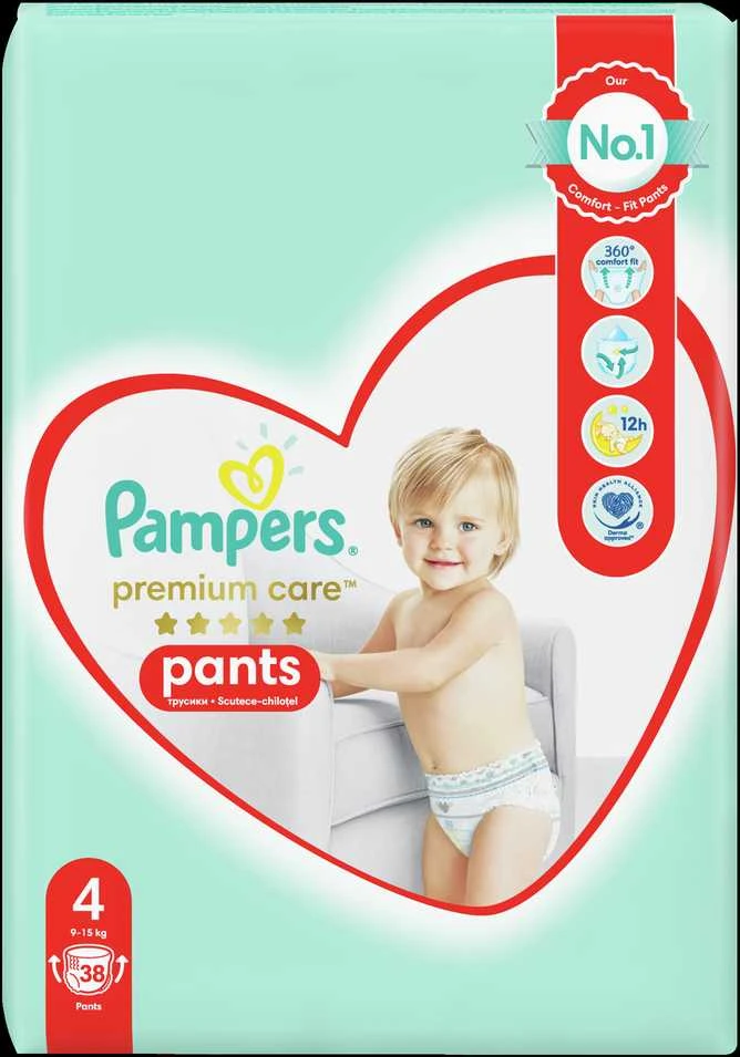 Sauskelnės-Kelnaitės PAMPERS Premium Pants, Value Pack,4 dydis, 38 vnt.