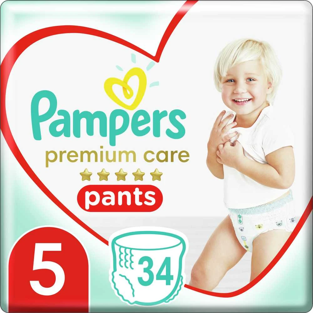 Sauskelnės-Kelnaitės PAMPERS Premium Care Pants, Value Pack, 5 dydis (12-17kg), 34 vnt.