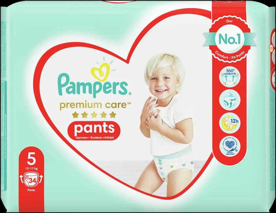 Sauskelnės-Kelnaitės PAMPERS Premium Care Pants, Value Pack, 5 dydis (12-17kg), 34 vnt.
