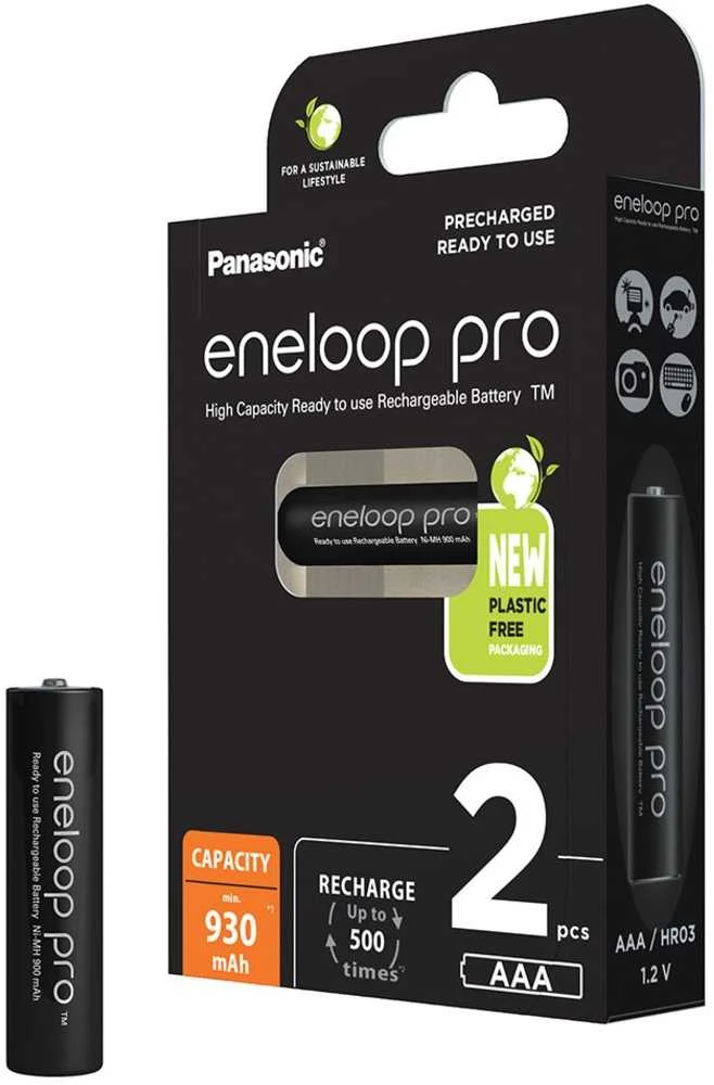<p>1x2 Panasonic Eneloop Pro Micro 930mAh AAA Ni-MH BK-4HCDE/2BE baterijos</p>