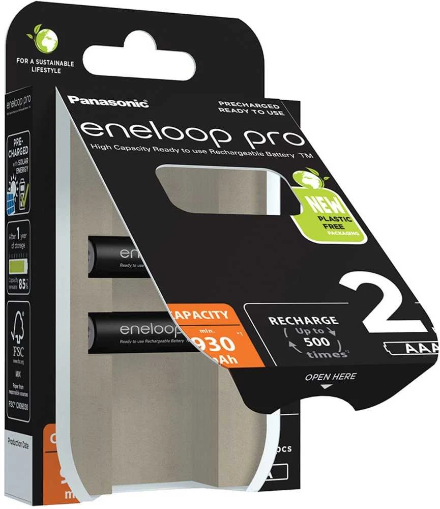 <p>1x2 Panasonic Eneloop Pro Micro 930mAh AAA Ni-MH BK-4HCDE/2BE baterijos</p>