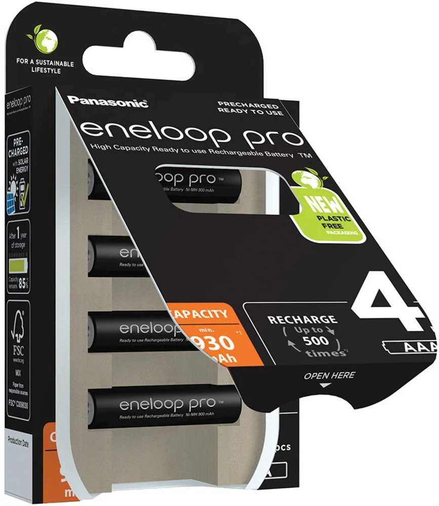 Įkraunamos baterijos Panasonic ENELOOP Pro BK-4HCDE/4CP, 930 mAh, 500 (4xAAA)