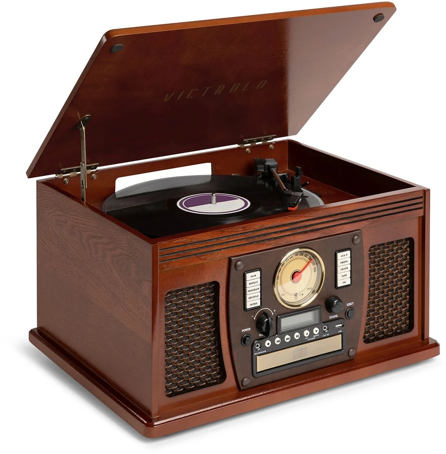Patefonas Victrola Navigator 8 in 1 su CD, radijo ir kasečių funkcija (VTA-600B-MAH-INT)
