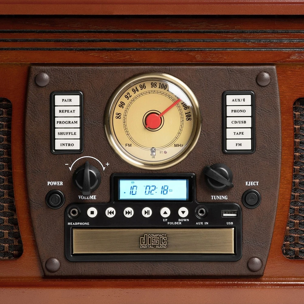 Patefonas Victrola Navigator 8 in 1 su CD, radijo ir kasečių funkcija (VTA-600B-MAH-INT)