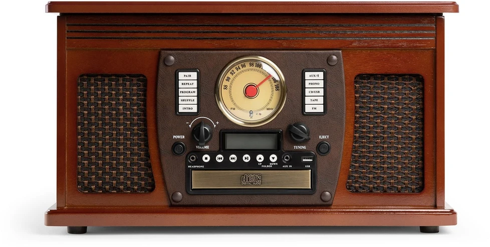 Patefonas Victrola Navigator 8 in 1 su CD, radijo ir kasečių funkcija (VTA-600B-MAH-INT)