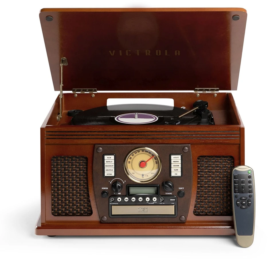 Patefonas Victrola Navigator 8 in 1 su CD, radijo ir kasečių funkcija (VTA-600B-MAH-INT)