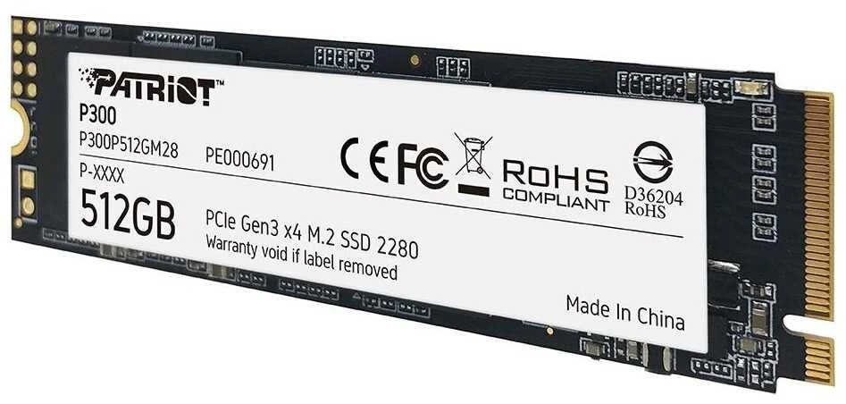 Kietasis vidinis diskas Patriot P300 M.2 PCIe Gen 3 x4 512GB SSD
