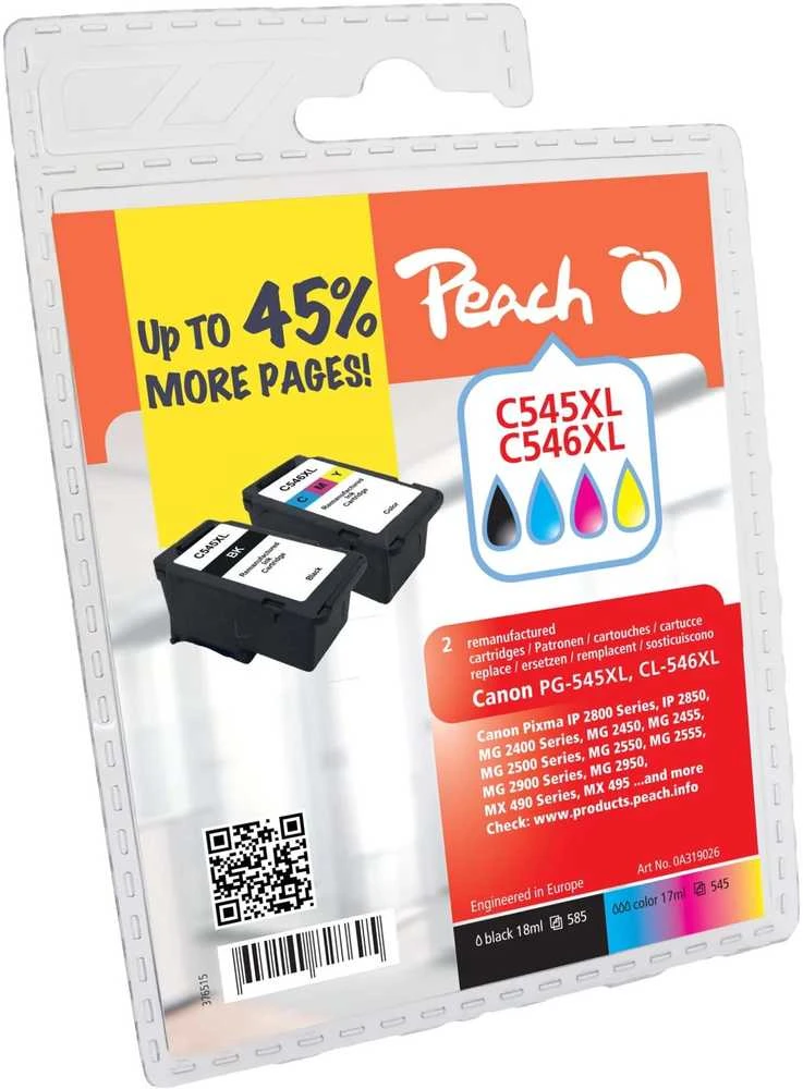 Peach Patrone Canon PG-545XLBK MultiPack REM,KOM