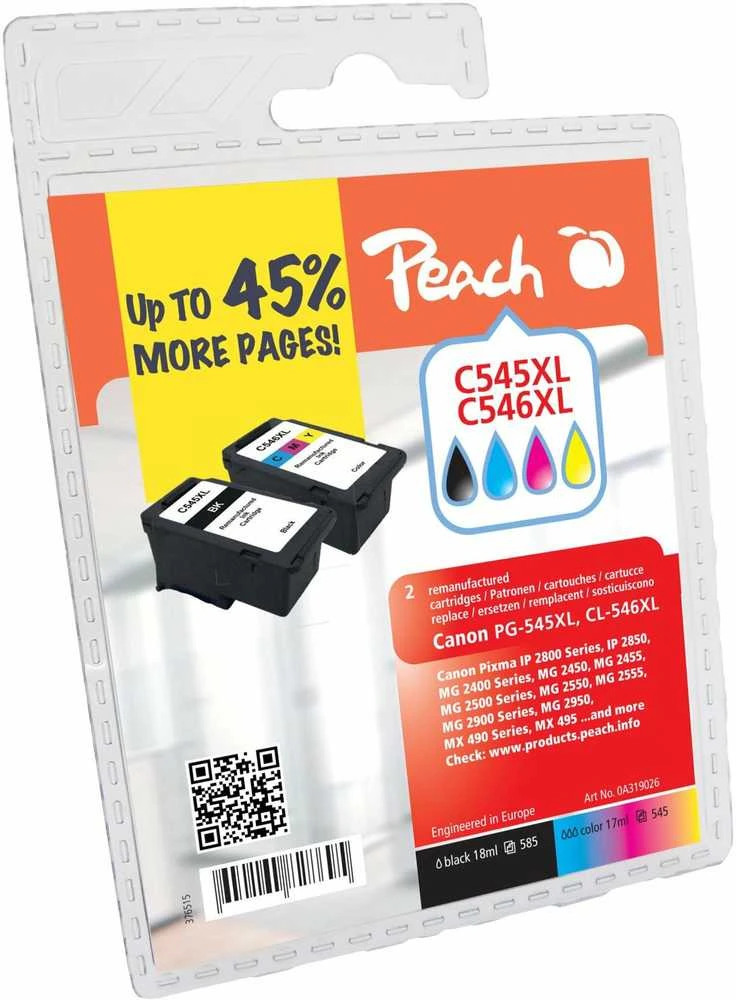Peach Patrone Canon PG-545XLBK MultiPack REM,KOM