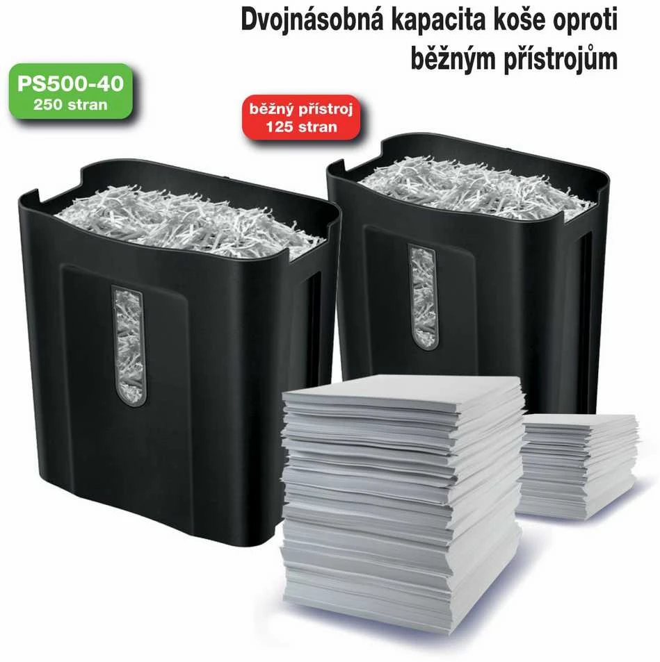 Peach PS500-40 dokumentų naikiklis Kryžminis 68 dB Juoda