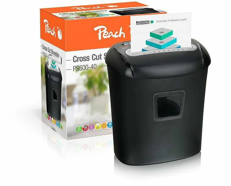 Peach PS500-40 dokumentų naikiklis Kryžminis 68 dB Juoda