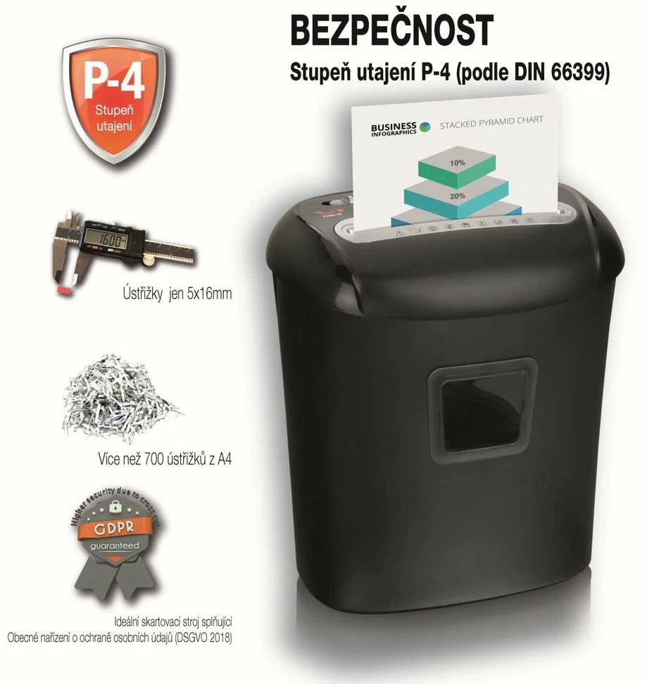 Peach PS500-40 dokumentų naikiklis Kryžminis 68 dB Juoda