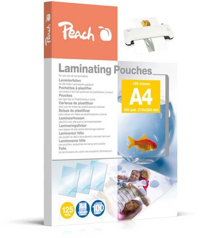Peach Persikų laminavimo maišelis A4 216x303mm, 125mic, 100 lapų (510316)
