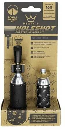 PEATY'S HOLESHOT CO2 PUMP + BOMBS 2 PCS - ROAD & GRAVEL (16G) - Juodas (PPR-HTI-RAG-BLK-12)