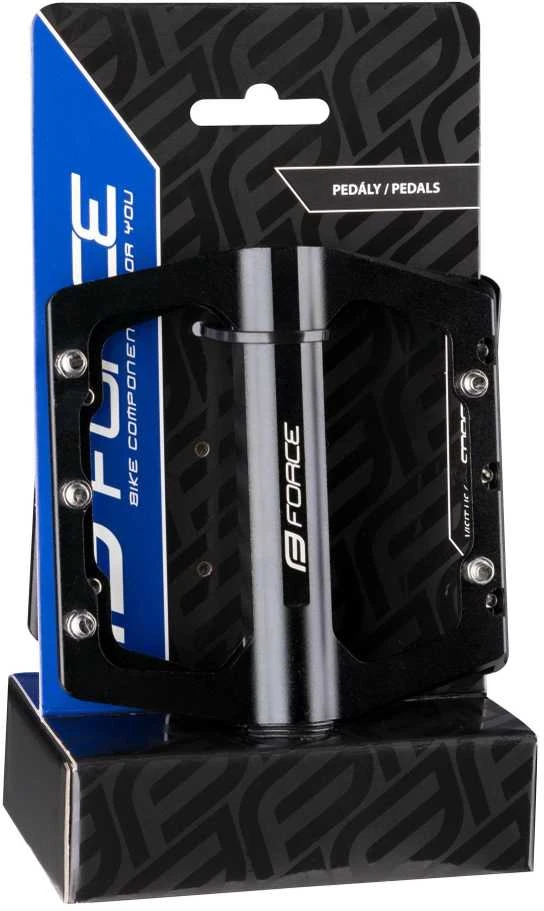 pedals FORCE STEEP aliuminio, diameter bearings, juodas