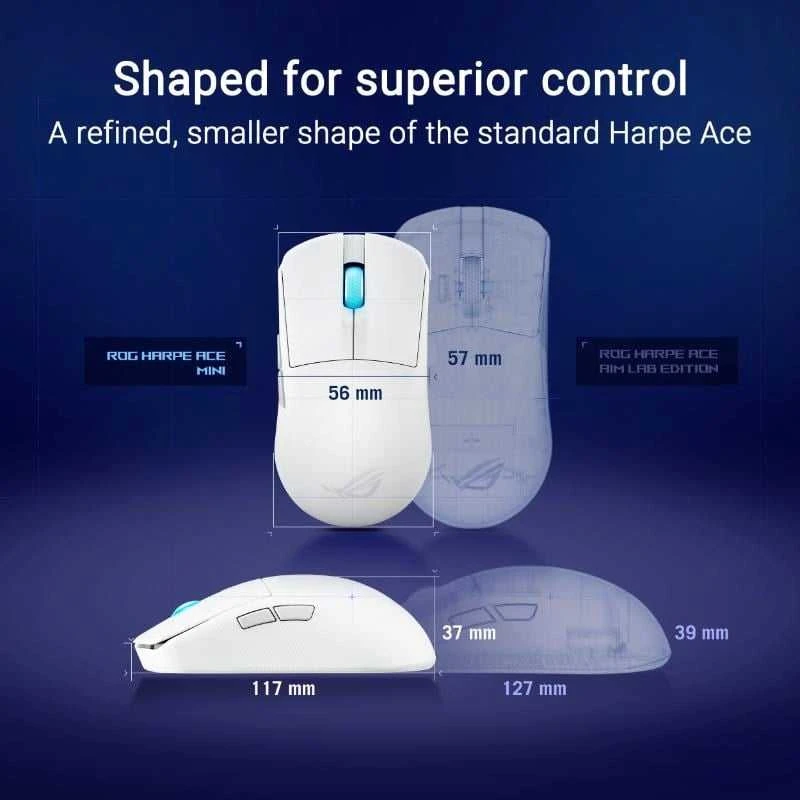 Pelė Myszka žaidimams Asus ROG Harpe Ace belaidė 42000 dpi optinė balta